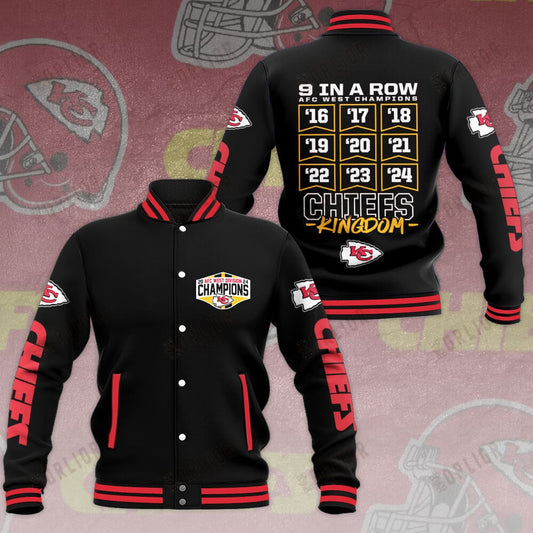 Kansas City Chiefs AFC West Champions 2024 Chiefs Kingdom Varsity Jacket