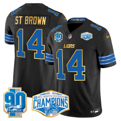 Detroit Lions 2024 NFC North Division Champions Patch Gold Trim Vapor Limited Jersey - All Stitched