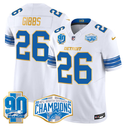 Detroit Lions 2024 NFC North Division Champions Patch Gold Trim Vapor Limited Jersey - All Stitched