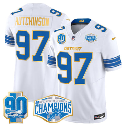 Detroit Lions 2024 NFC North Division Champions Patch Gold Trim Vapor Limited Jersey - All Stitched