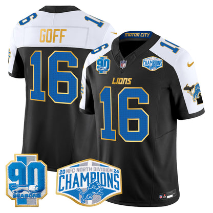 Detroit Lions 2024 NFC North Division Champions Patch Gold Trim Vapor Limited Jersey - All Stitched