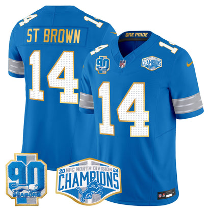 Detroit Lions 2024 NFC North Division Champions Patch Gold Trim Vapor Limited Jersey - All Stitched