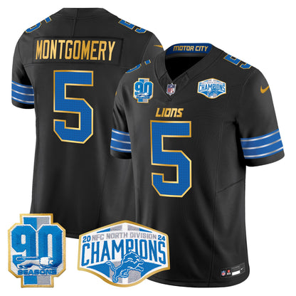 Detroit Lions 2024 NFC North Division Champions Patch Gold Trim Vapor Limited Jersey - All Stitched