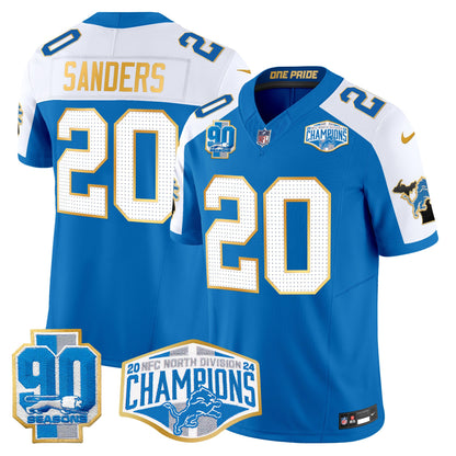 Detroit Lions 2024 NFC North Division Champions Patch Gold Trim Vapor Limited Jersey - All Stitched