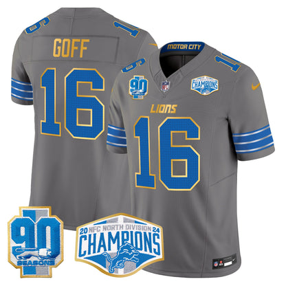 Detroit Lions 2024 NFC North Division Champions Patch Gold Trim Vapor Limited Jersey - All Stitched