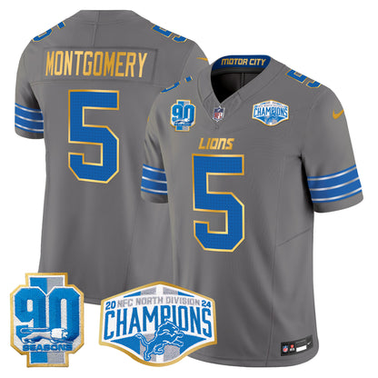 Detroit Lions 2024 NFC North Division Champions Patch Gold Trim Vapor Limited Jersey - All Stitched