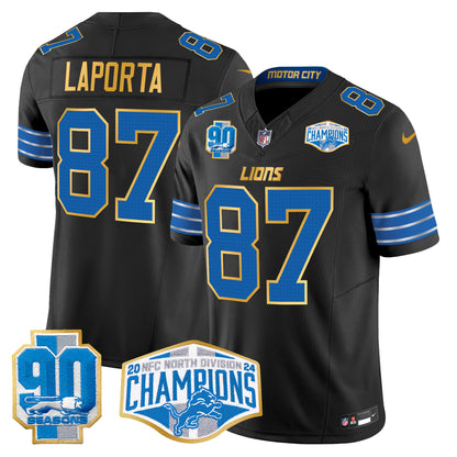 Detroit Lions 2024 NFC North Division Champions Patch Gold Trim Vapor Limited Jersey - All Stitched