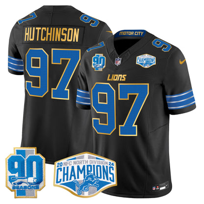 Detroit Lions 2024 NFC North Division Champions Patch Gold Trim Vapor Limited Jersey - All Stitched