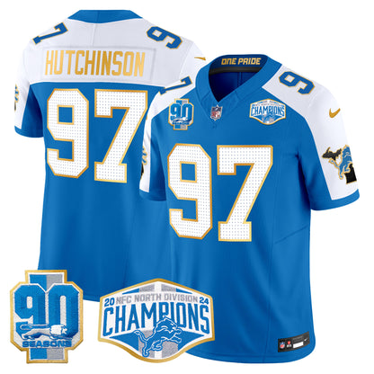 Detroit Lions 2024 NFC North Division Champions Patch Gold Trim Vapor Limited Jersey - All Stitched