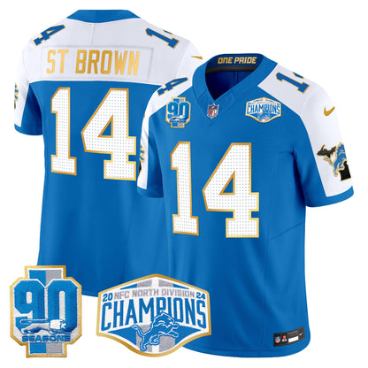 Detroit Lions 2024 NFC North Division Champions Patch Gold Trim Vapor Limited Jersey - All Stitched