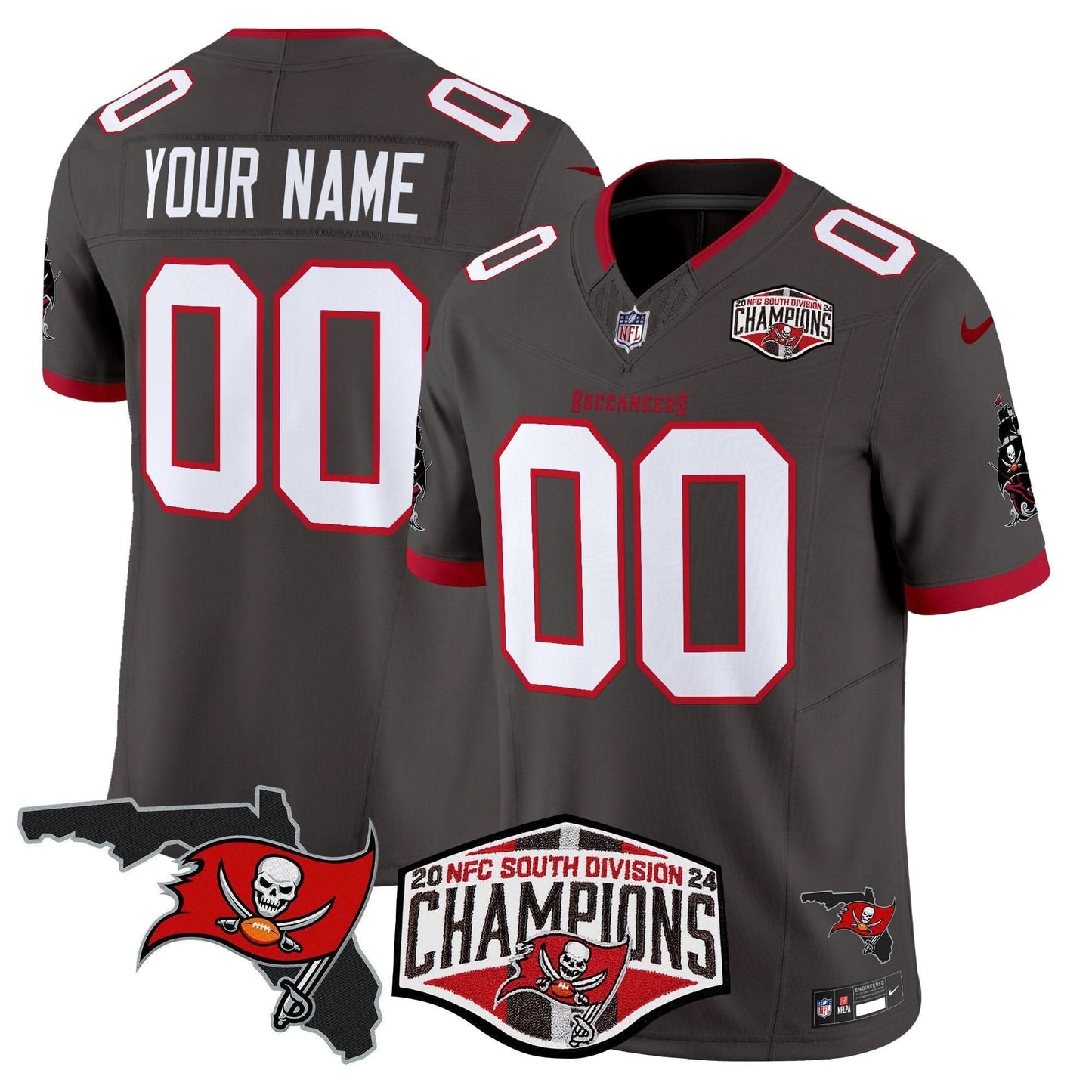 Buccaneers 2024 NFC South Division Champions Patch Vapor Limited Custom Jersey - All Stitched