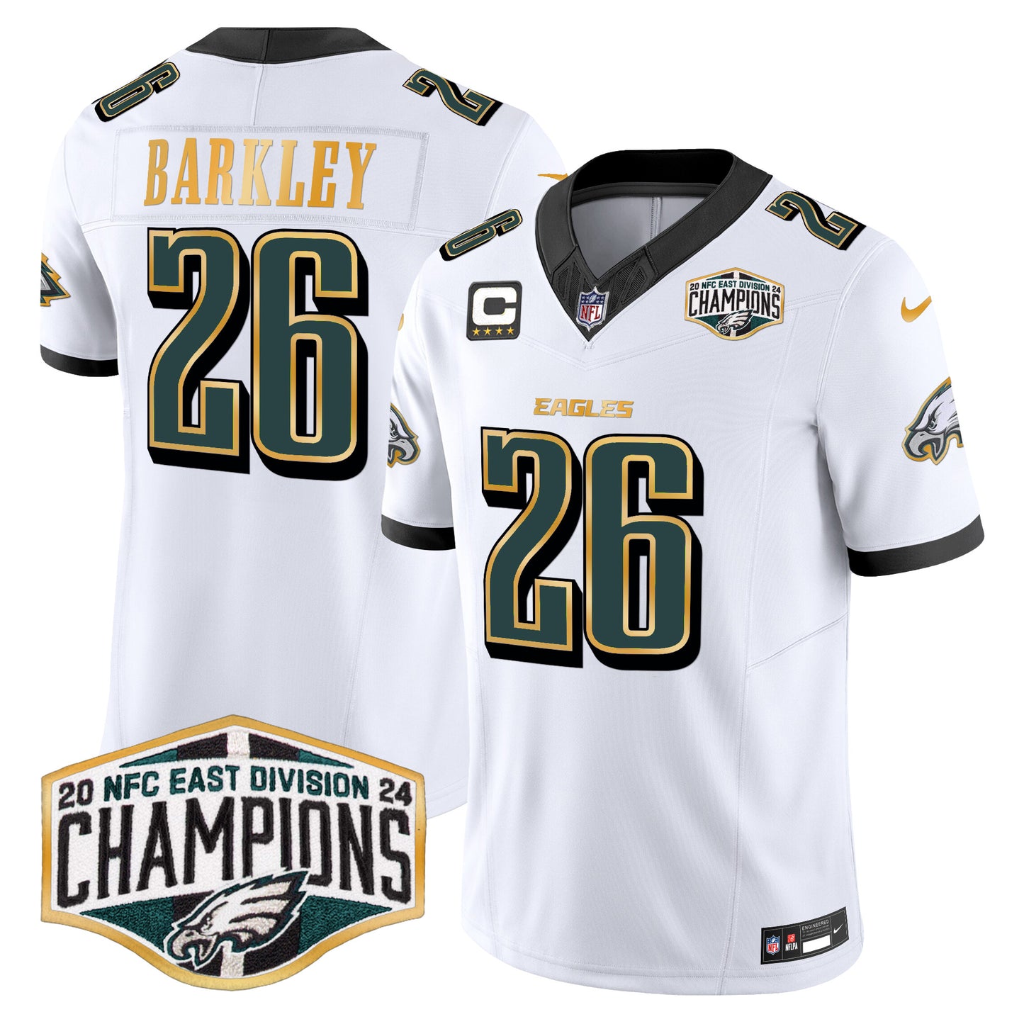 Eagles 2024 NFC East Division Champions Gold Trim Vapor Limited Jersey - All Stitched