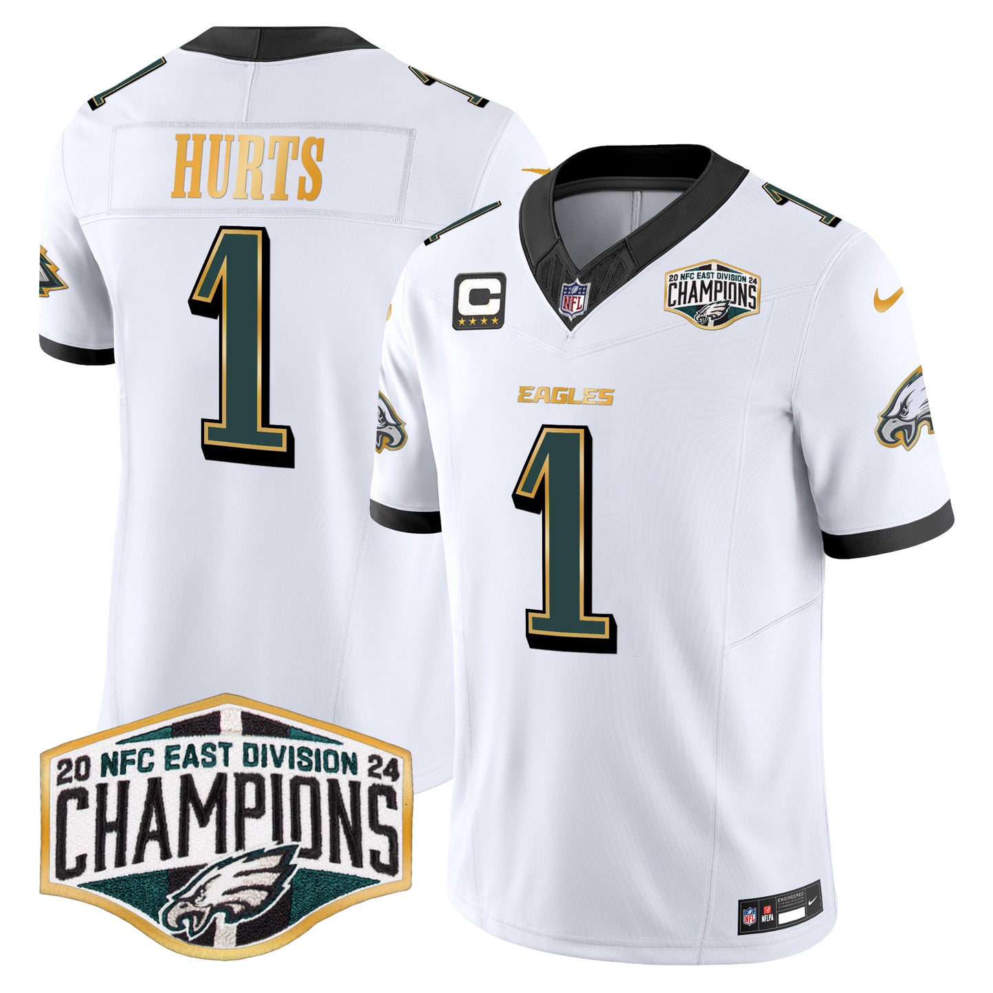 Eagles 2024 NFC East Division Champions Gold Trim Vapor Limited Jersey - All Stitched