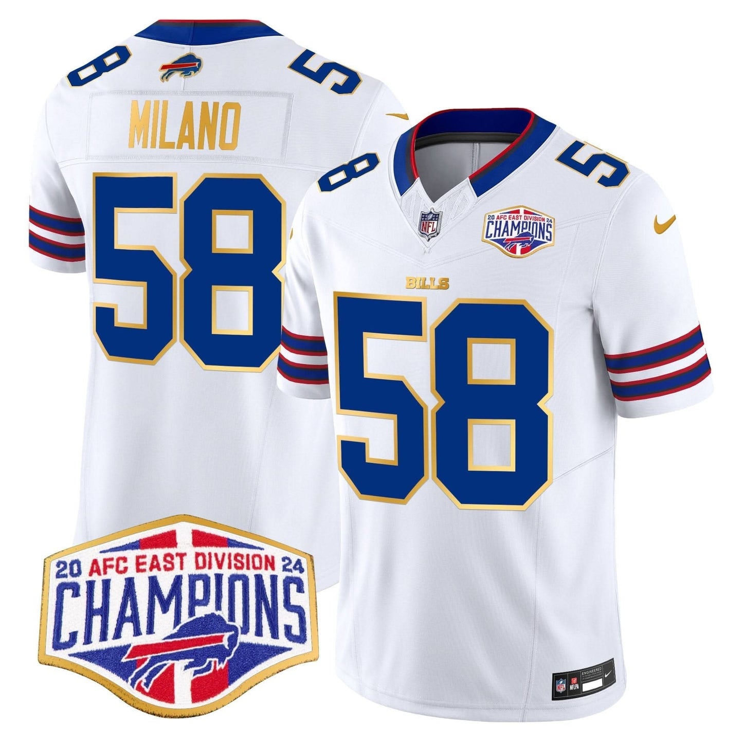 Bills 2024 AFC East Division Champions Gold Trim Vapor Limited Jersey - All Stitched