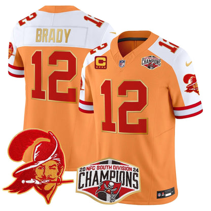 Buccaneers Creamsicle 2024 NFC South Division Champions Patch Gold Trim Vapor Limited Jersey - All Stitched