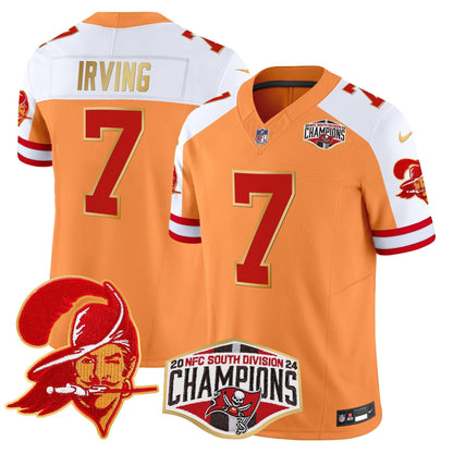 Buccaneers Creamsicle 2024 NFC South Division Champions Patch Gold Trim Vapor Limited Jersey - All Stitched