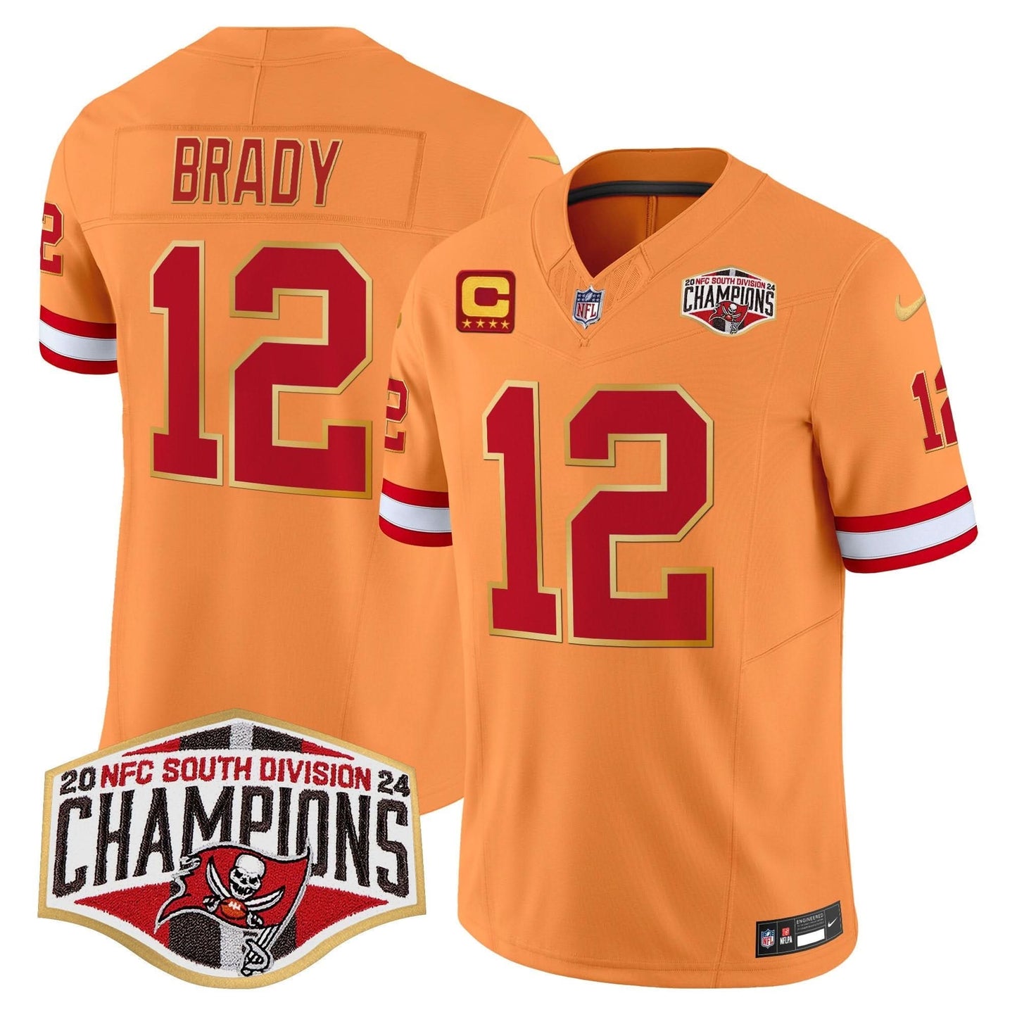 Buccaneers Creamsicle 2024 NFC South Division Champions Patch Gold Trim Vapor Limited Jersey - All Stitched
