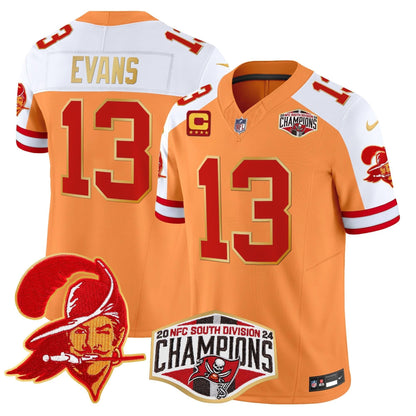 Buccaneers Creamsicle 2024 NFC South Division Champions Patch Gold Trim Vapor Limited Jersey - All Stitched