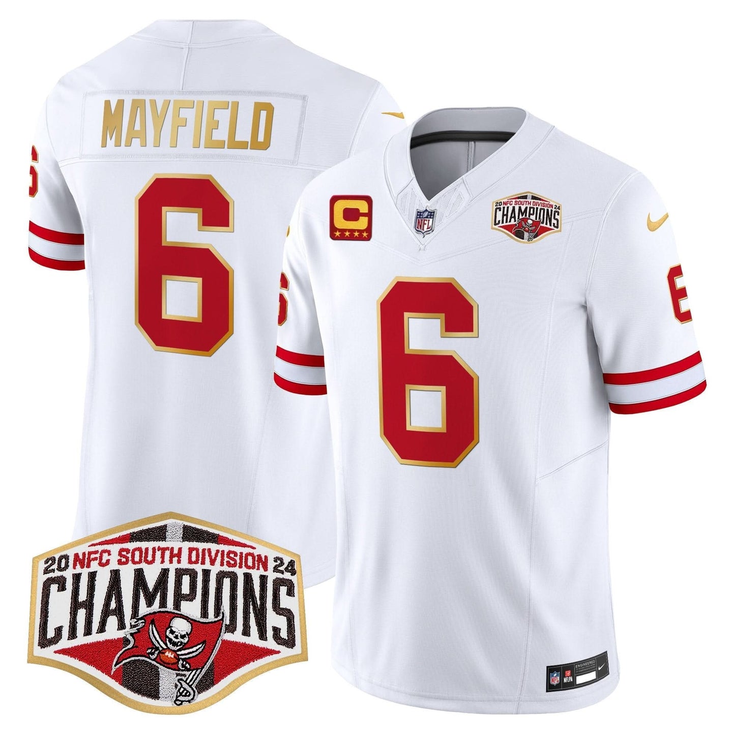 Buccaneers Creamsicle 2024 NFC South Division Champions Patch Gold Trim Vapor Limited Jersey - All Stitched
