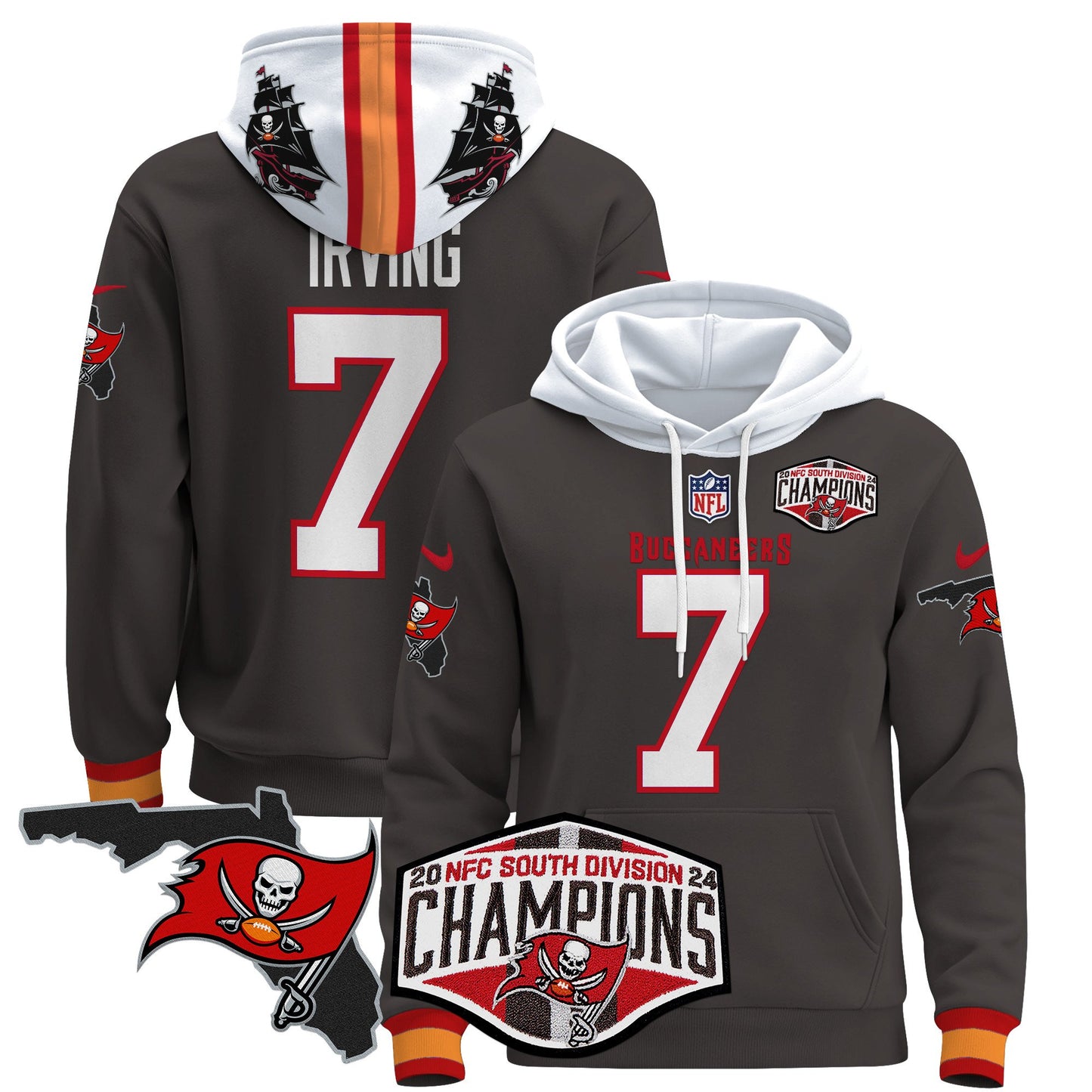 Buccaneers 2024 NFC South Division Champions Patch Pullover Hoodie - All Stitched