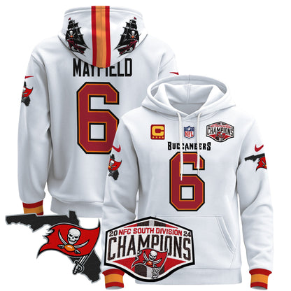 Buccaneers 2024 NFC South Division Champions Patch Pullover Hoodie - All Stitched