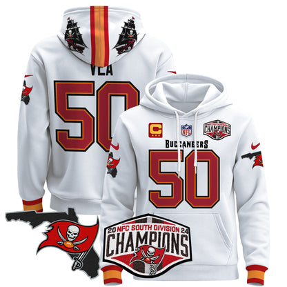 Buccaneers 2024 NFC South Division Champions Patch Pullover Hoodie - All Stitched