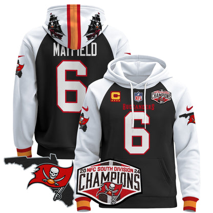 Buccaneers 2024 NFC South Division Champions Patch Pullover Hoodie - All Stitched