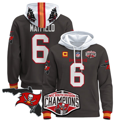 Buccaneers 2024 NFC South Division Champions Patch Pullover Hoodie - All Stitched