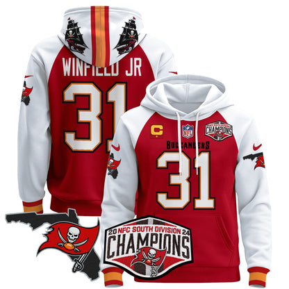 Buccaneers 2024 NFC South Division Champions Patch Pullover Hoodie - All Stitched