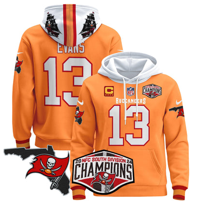 Buccaneers 2024 NFC South Division Champions Patch Pullover Hoodie - All Stitched