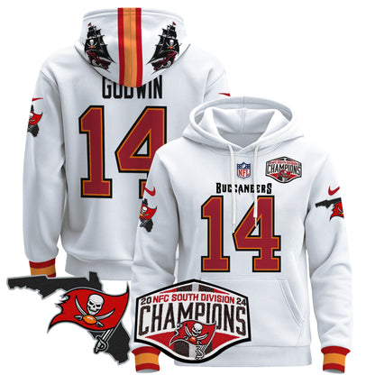 Buccaneers 2024 NFC South Division Champions Patch Pullover Hoodie - All Stitched