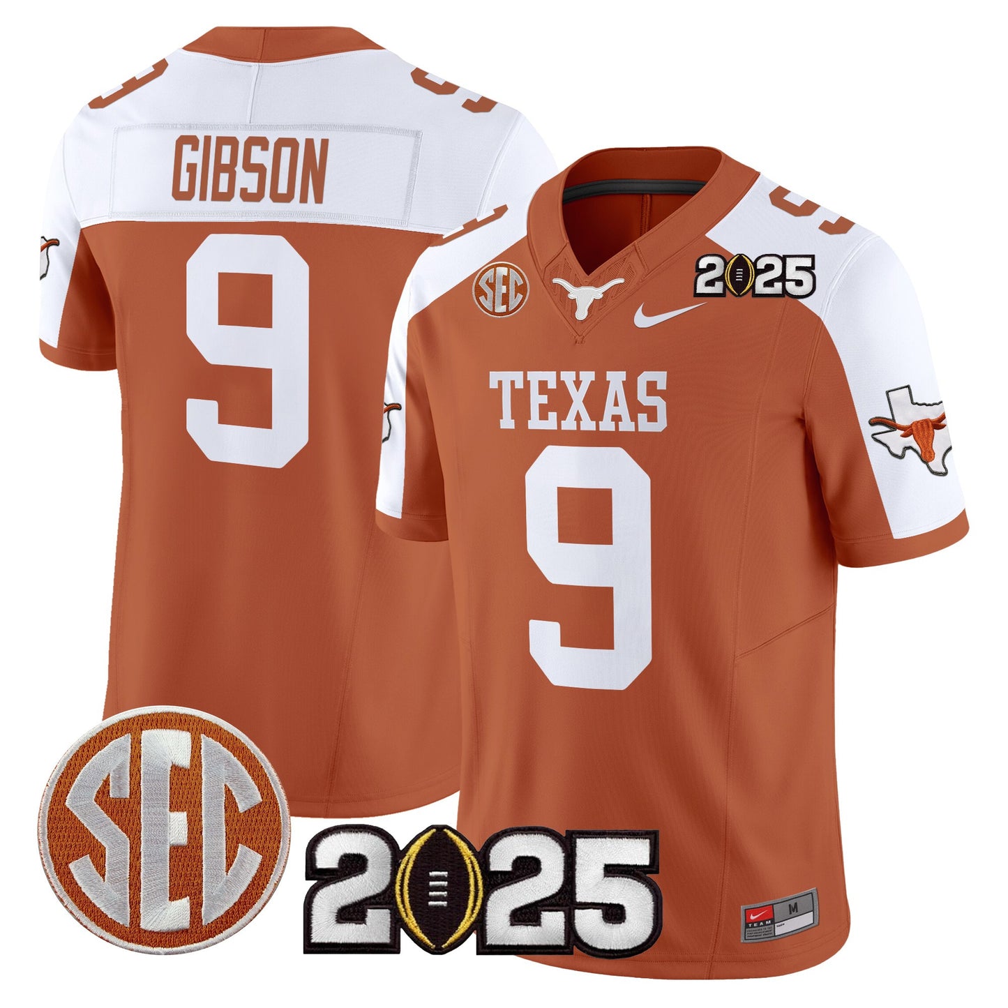 Texas Longhorns 2025 CFP Final Patch Vapor Limited Jersey - All Stitched