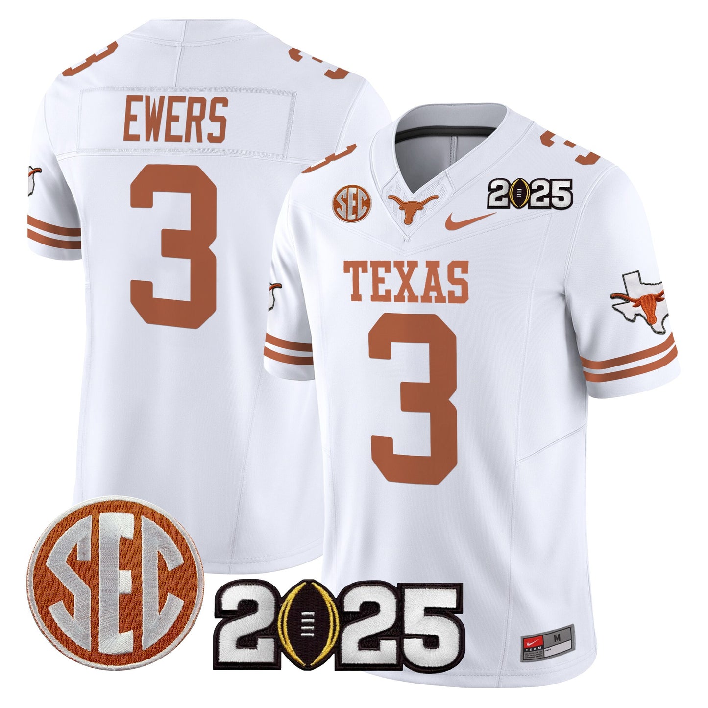 Texas Longhorns 2025 CFP Final Patch Vapor Limited Jersey - All Stitched