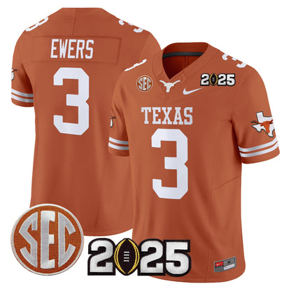 Texas Longhorns 2025 CFP Final Patch Vapor Limited Jersey - All Stitched