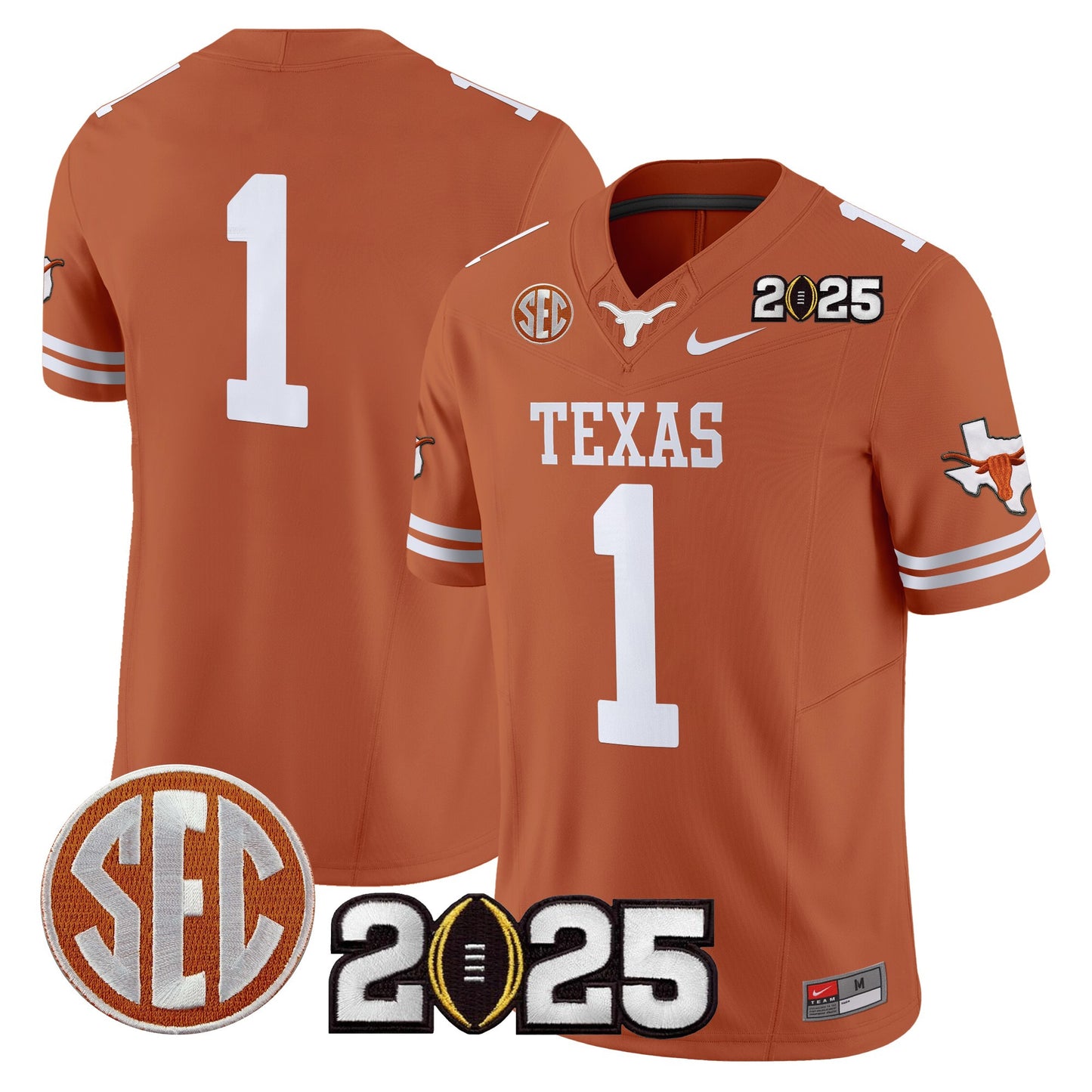 Texas Longhorns 2025 CFP Final Patch Vapor Limited Jersey - All Stitched