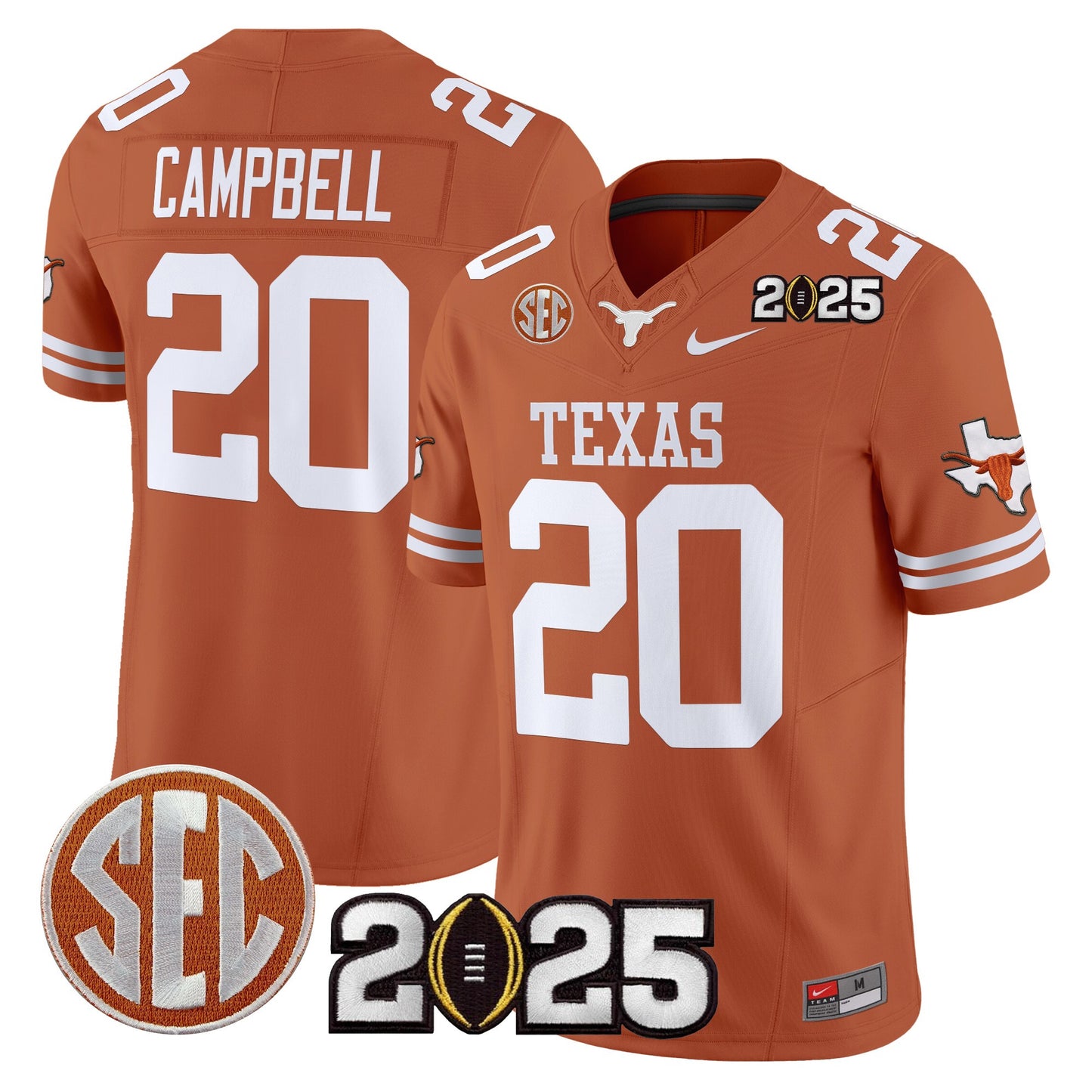 Texas Longhorns 2025 CFP Final Patch Vapor Limited Jersey - All Stitched