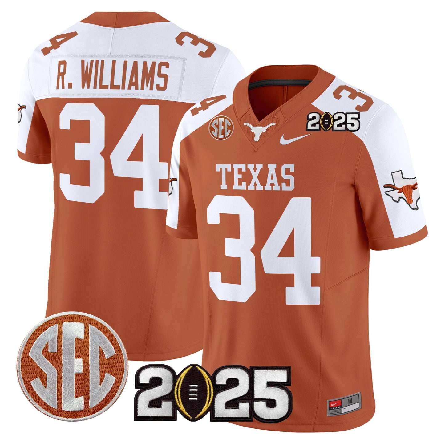 Texas Longhorns 2025 CFP Final Patch Vapor Limited Jersey - All Stitched