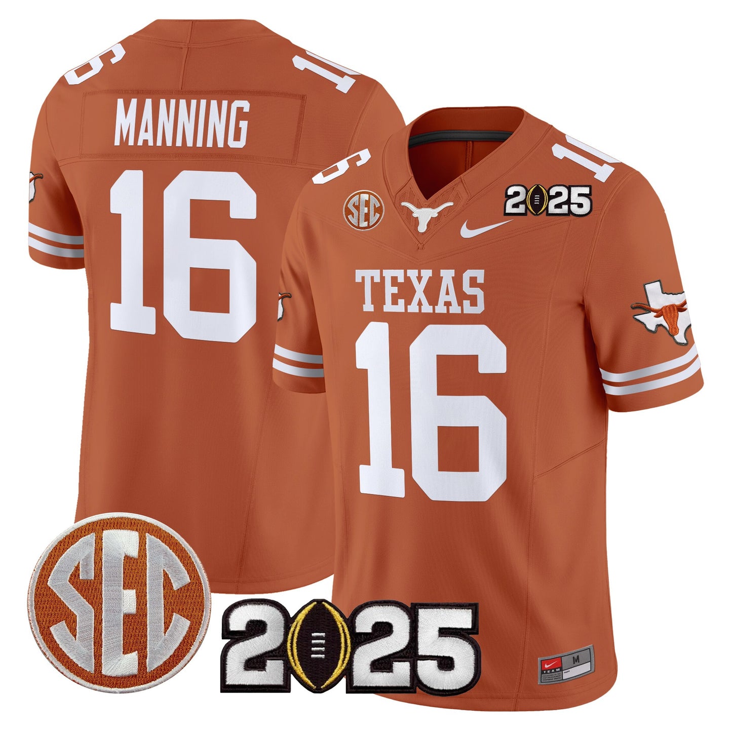 Texas Longhorns 2025 CFP Final Patch Vapor Limited Jersey - All Stitched