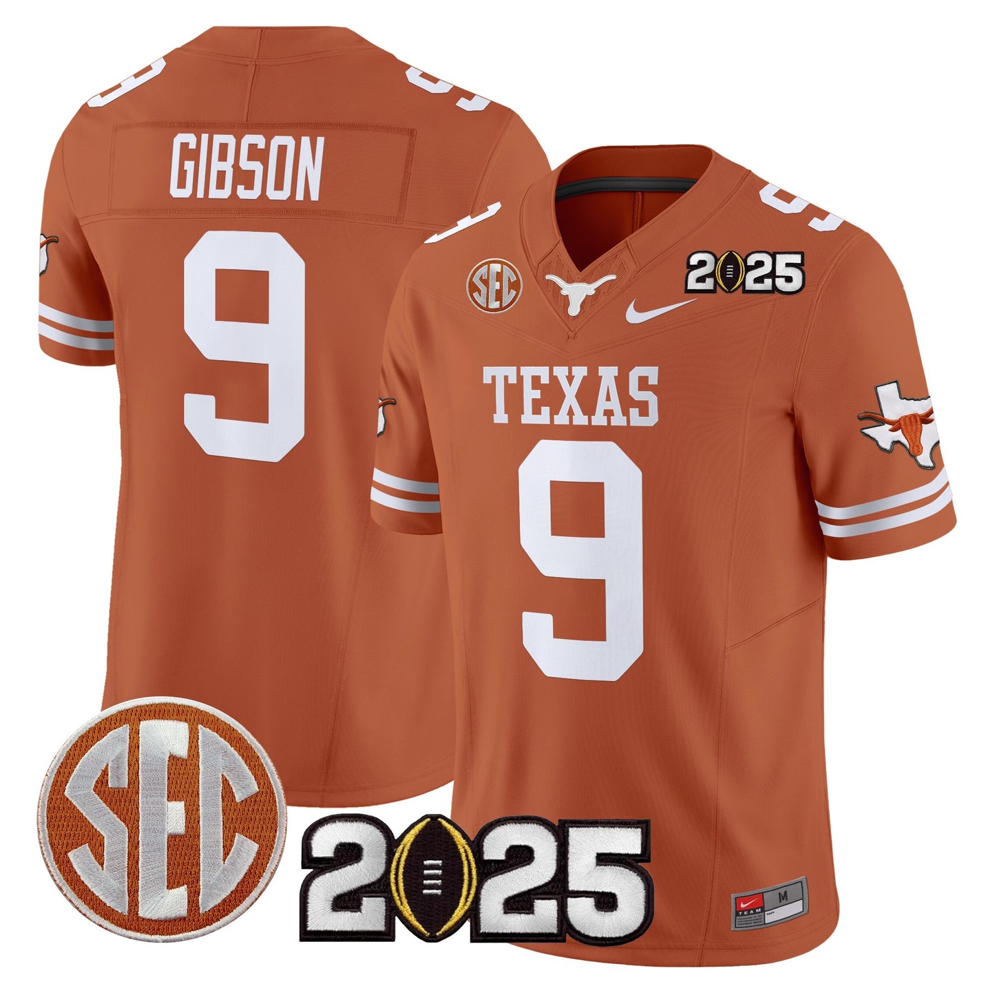 Texas Longhorns 2025 CFP Final Patch Vapor Limited Jersey - All Stitched