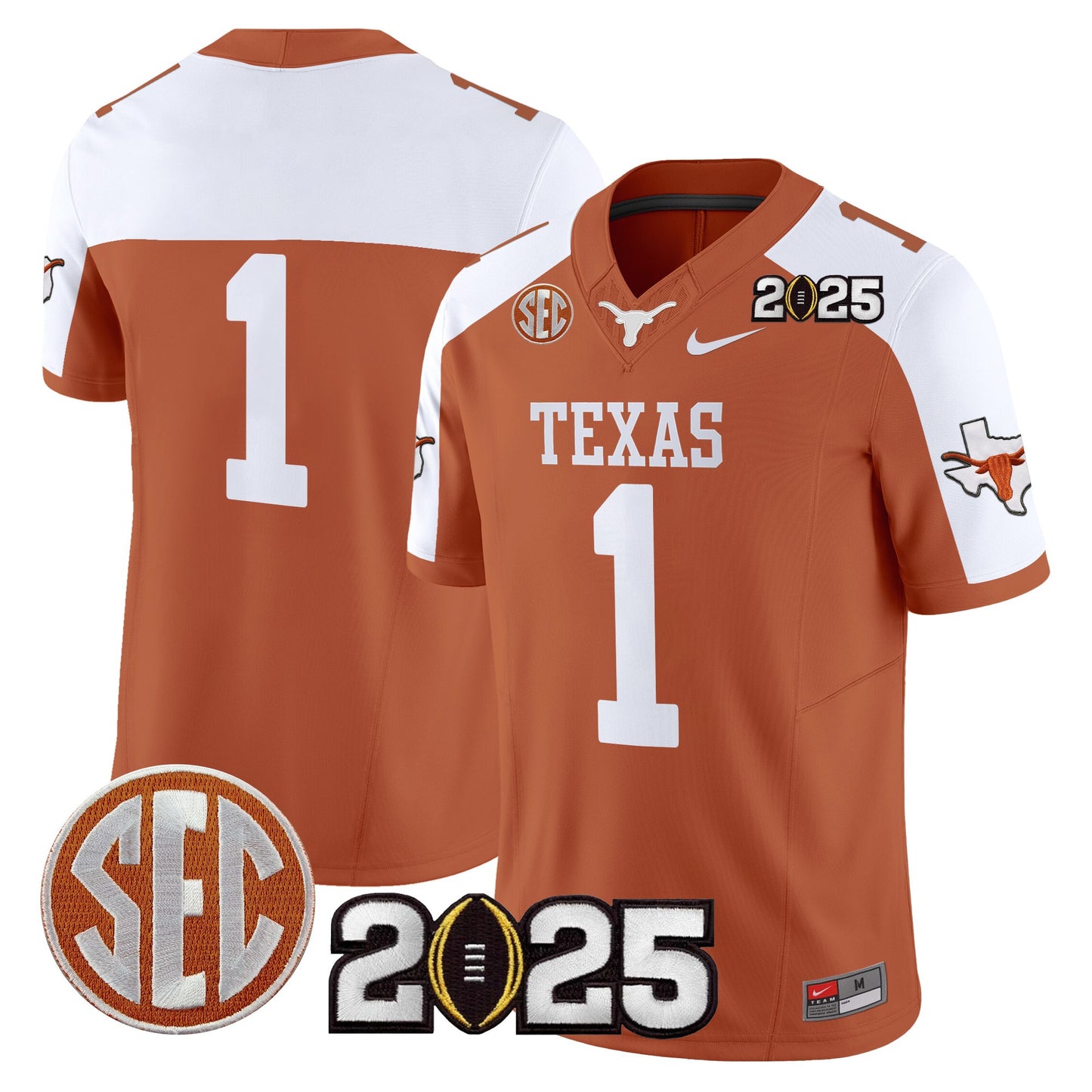 Texas Longhorns 2025 CFP Final Patch Vapor Limited Jersey - All Stitched