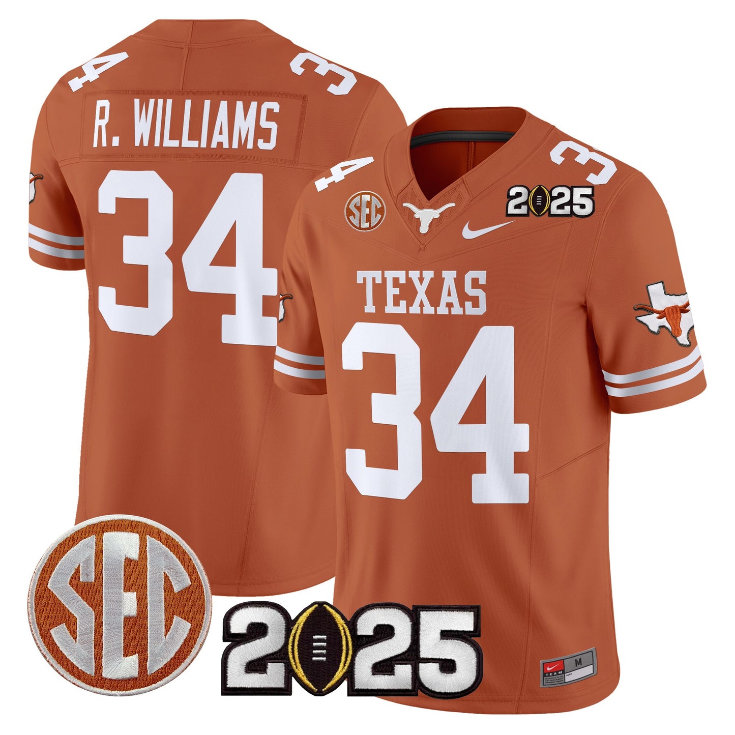 Texas Longhorns 2025 CFP Final Patch Vapor Limited Jersey - All Stitched