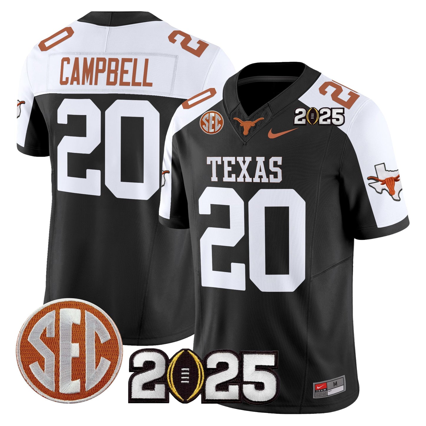 Texas Longhorns 2025 CFP Final Patch Vapor Limited Jersey - All Stitched