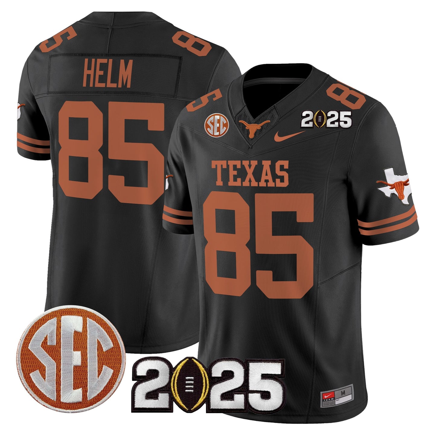 Texas Longhorns 2025 CFP Final Patch Vapor Limited Jersey - All Stitched