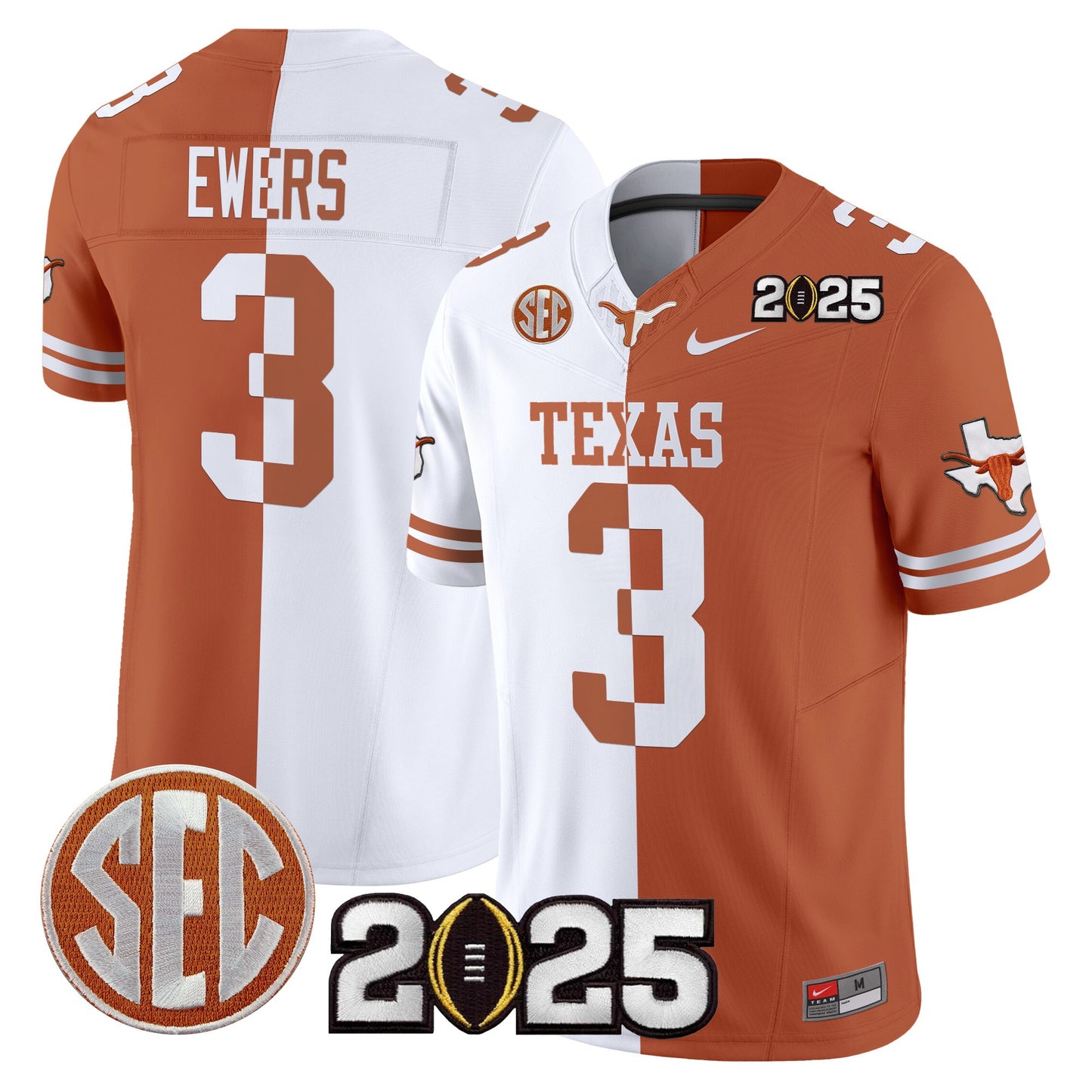 Texas Longhorns 2025 CFP Final Patch Vapor Limited Jersey - All Stitched