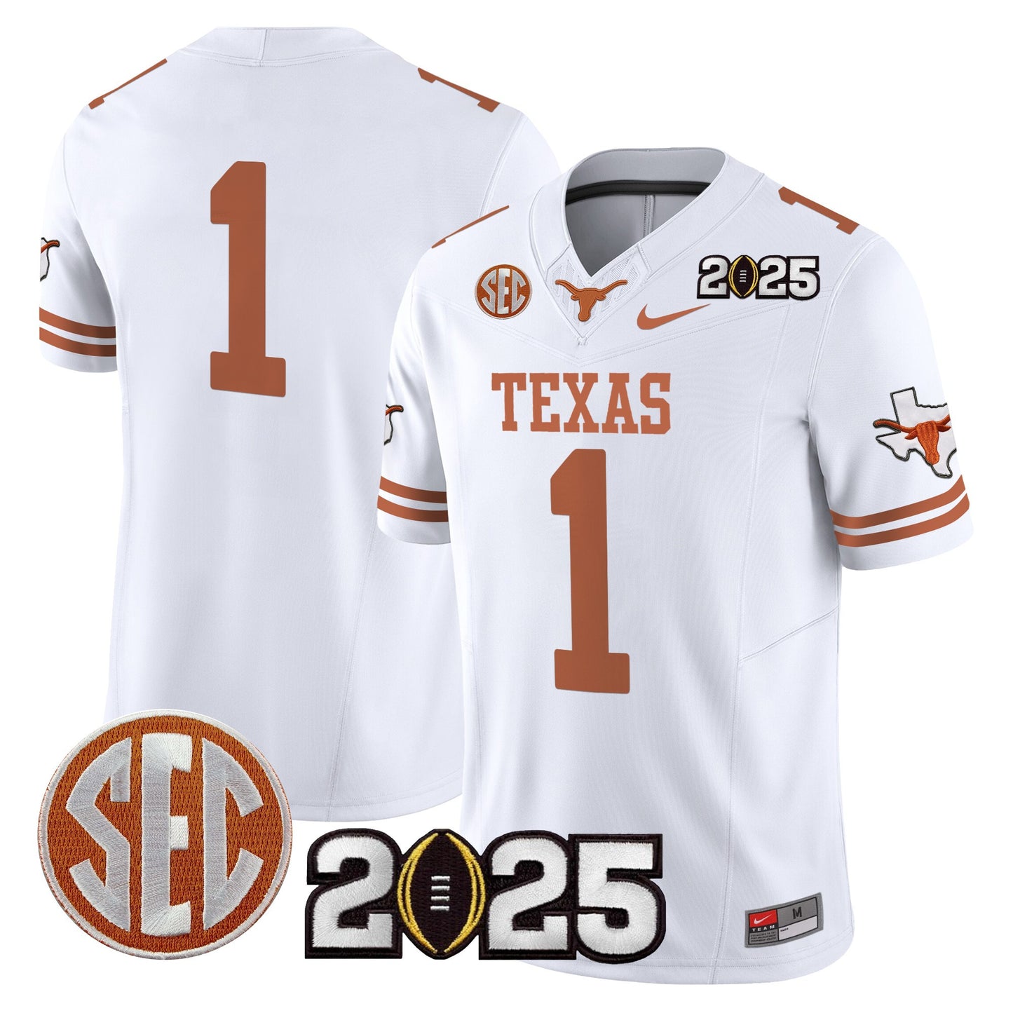 Texas Longhorns 2025 CFP Final Patch Vapor Limited Jersey - All Stitched