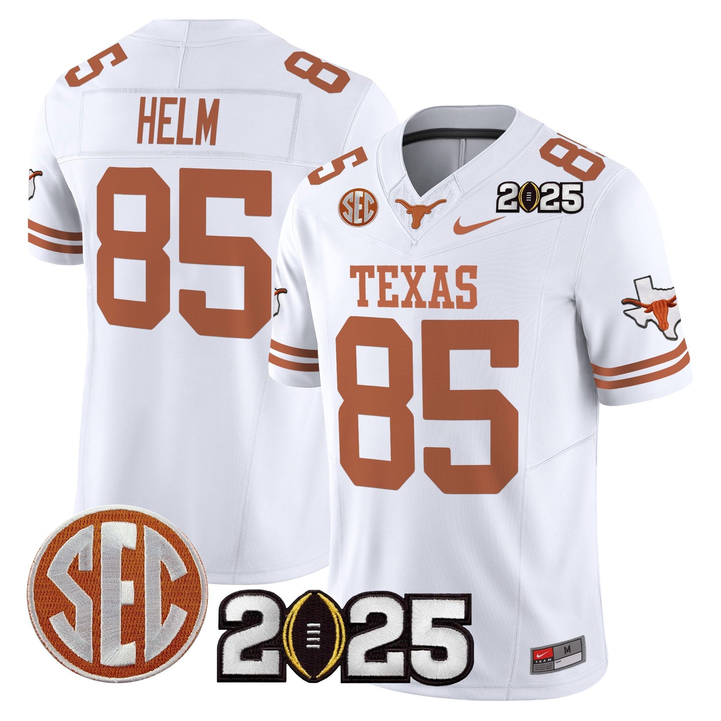 Texas Longhorns 2025 CFP Final Patch Vapor Limited Jersey - All Stitched