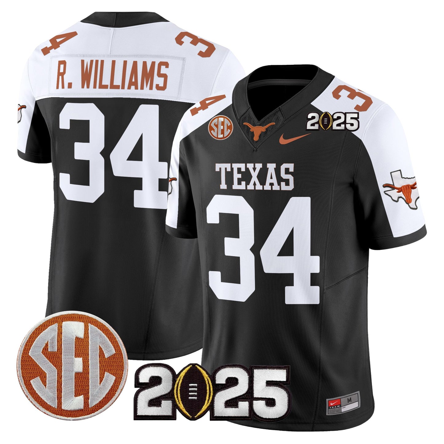 Texas Longhorns 2025 CFP Final Patch Vapor Limited Jersey - All Stitched