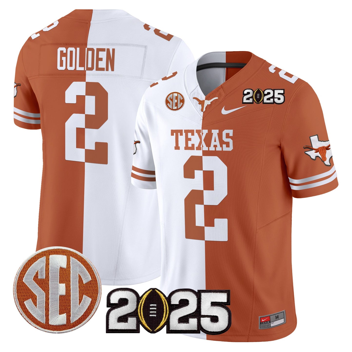 Texas Longhorns 2025 CFP Final Patch Vapor Limited Jersey - All Stitched