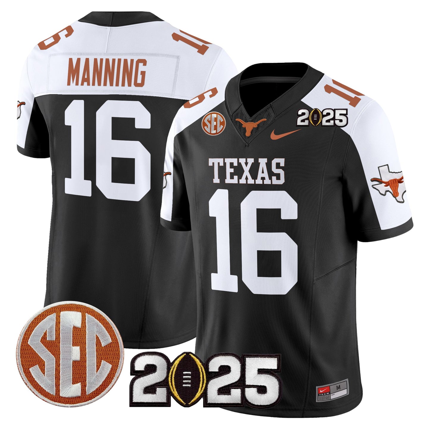 Texas Longhorns 2025 CFP Final Patch Vapor Limited Jersey - All Stitched