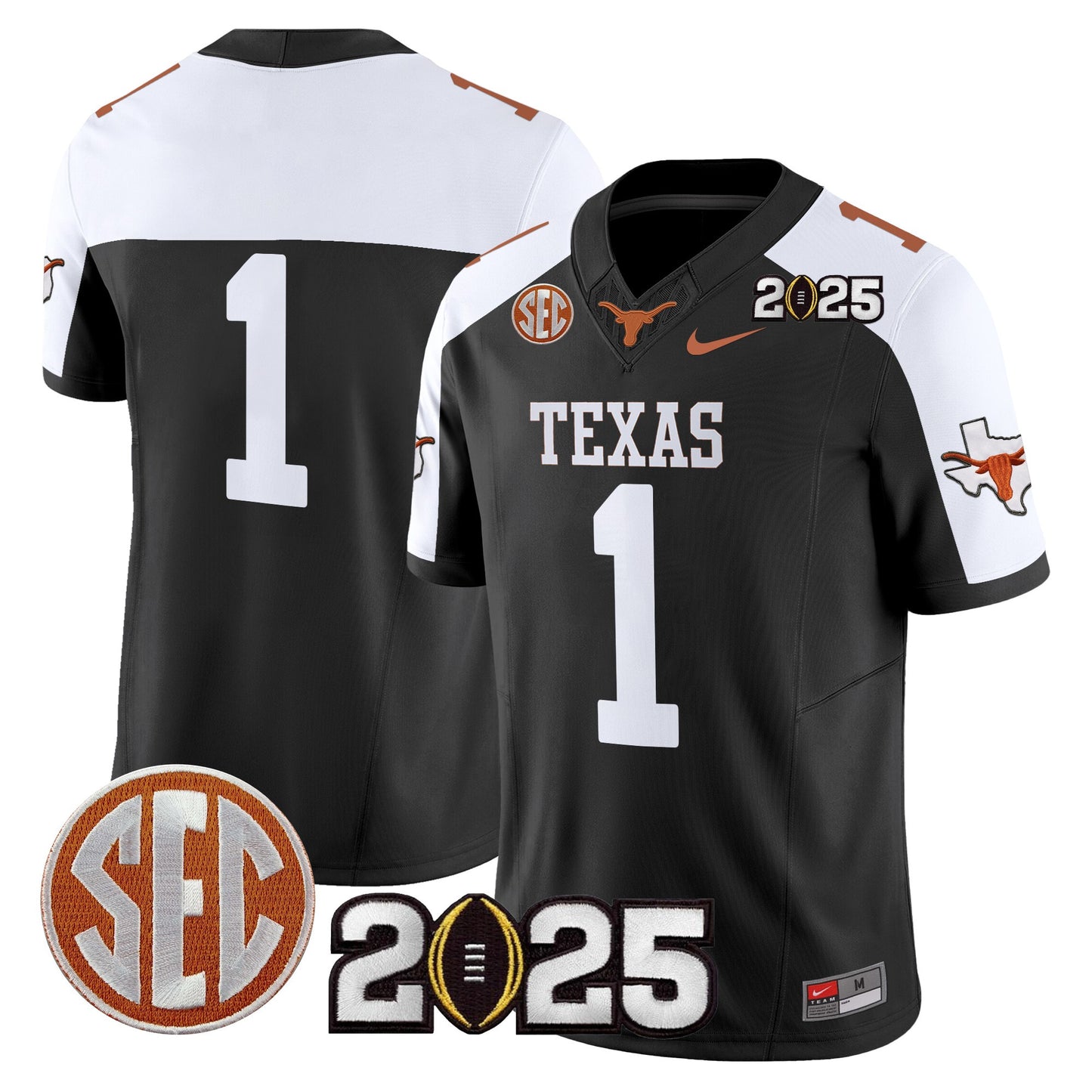 Texas Longhorns 2025 CFP Final Patch Vapor Limited Jersey - All Stitched